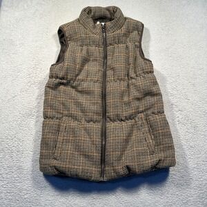 Maurices Women's Puffer Vest Plaid Houndstooth‎ Wool Blend M Full Zip